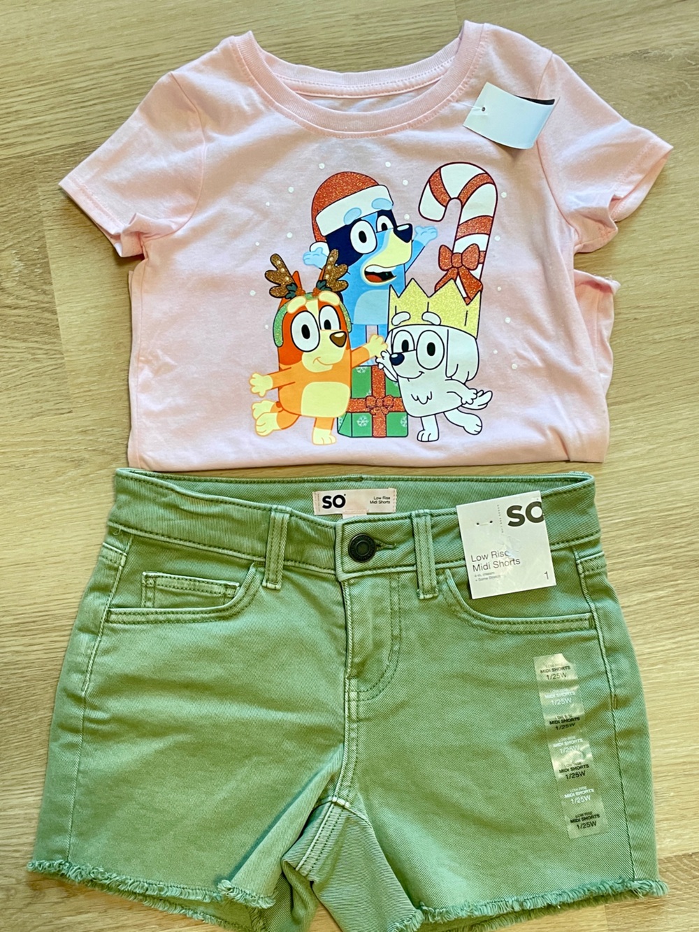 SO Olive Green Low-Rise Midi Shorts for Kids